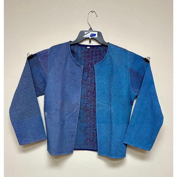 Blink Buy Women Indigo Blue Kantha Handwoven Jacket - Picture 3 of 7